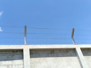 Barbed wire on the wall for safety protection