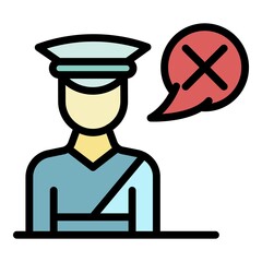 Reject passport control icon. Outline reject passport control vector icon color flat isolated