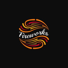 Fireworks Rocket Logo Design. With firecracker and sparks symbol. Luxury and premium logo template