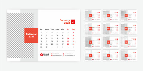 Modern elegant desk calendar design 2022, calendar 2022, new year calendar, table calendar 2022, week start Sunday calendar design layout 2022
