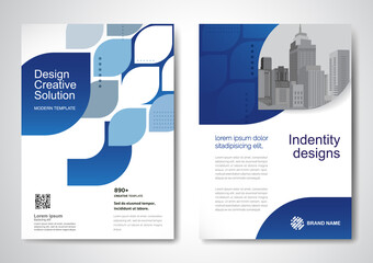 Template vector design for Brochure, AnnualReport, Magazine, Poster, Corporate Presentation, Portfolio, Flyer, infographic, layout modern with blue color size A4, Front and back, Easy to use and edit.