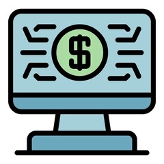 Web banking icon. Outline web banking vector icon color flat isolated
