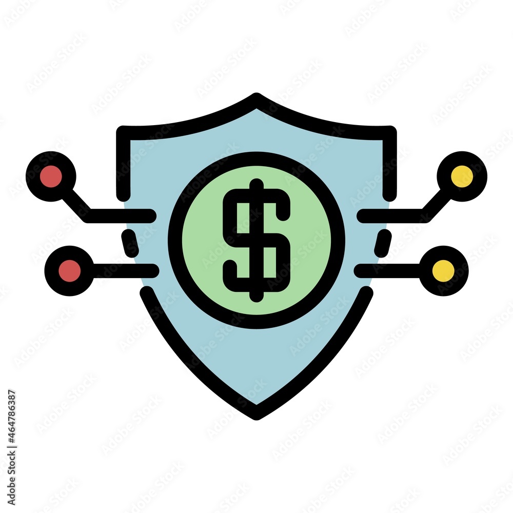 Wall mural protected digital money icon. outline protected digital money vector icon color flat isolated