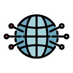 Global digital wallet icon. Outline global digital wallet vector icon color flat isolated