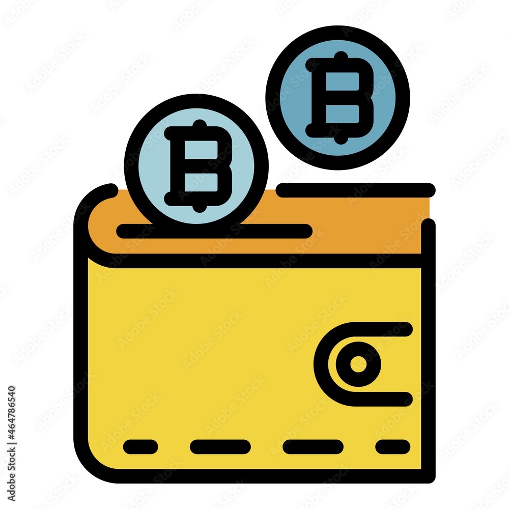 Wall mural bitcoin digital wallet icon. outline bitcoin digital wallet vector icon color flat isolated