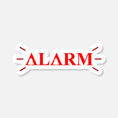 Alarm word icon sticker isolated on white background