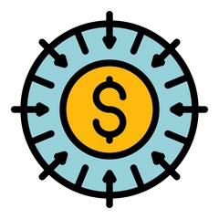 Crowdfunding icon. Outline crowdfunding vector icon color flat isolated