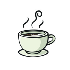 Hot coffee cup in drawing style isolated vector. Drew object on white background.