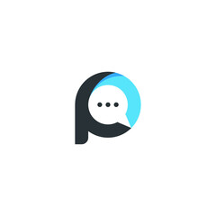 Letter P chat communication logo design template