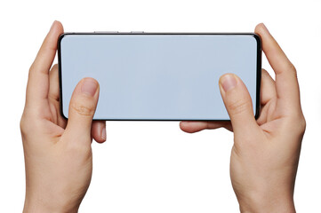 Empty smartphone screen in hands