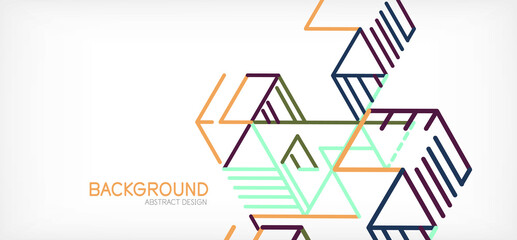 Abstract background. Color lines on white background. Linear abstract composition. Techno or business concept for wallpaper, banner, background, landing page