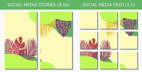 Collection of trendy abstract aesthetic blue floral background vector illustrations. Social media feeds and story backgrounds. print-ready modern wall poster decoration