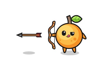 illustration of orange fruit character doing archery