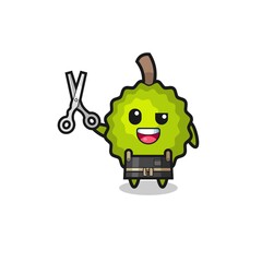durian character as barbershop mascot