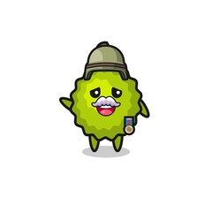 cute durian as veteran cartoon