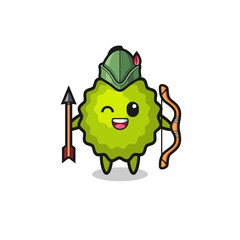 durian cartoon as medieval archer mascot