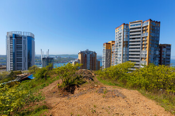 Summer, 2017 - Vladivostok, Russia - Eagle's nest hill in Vladivostok. Spot development in...