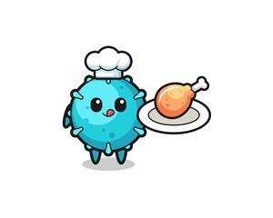 virus fried chicken chef cartoon character