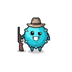 virus hunter mascot holding a gun