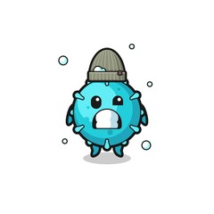 cute cartoon virus with shivering expression