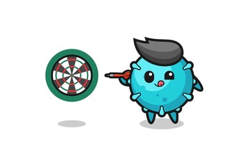 cute virus is playing dart