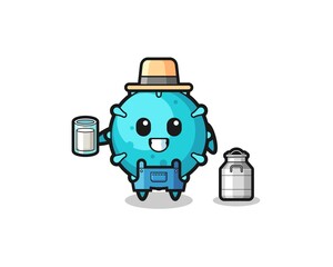 virus cartoon as the dairy farmer