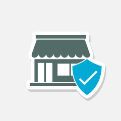 Small business insurance sticker icon isolated on white background