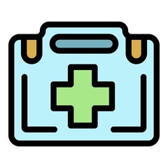 Obraz premium First aid kit icon. Outline first aid kit vector icon color flat isolated