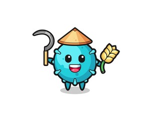 virus Asian farmer holding paddy