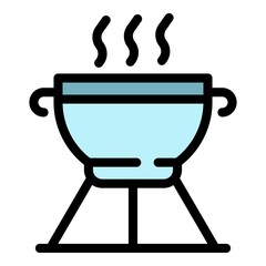 Camping prepare food icon. Outline camping prepare food vector icon color flat isolated