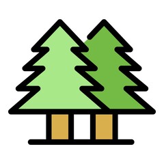 Fototapeta premium Fir tree forest icon. Outline of fir tree forest vector icon thin line color flat isolated