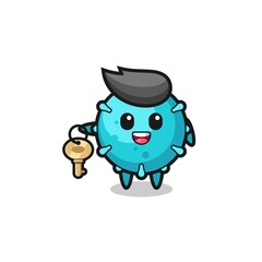 cute virus as a real estate agent mascot