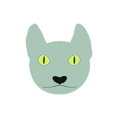 Cute cartoon childish grey cat.