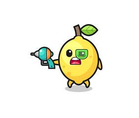 cute lemon holding a future gun
