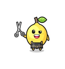 lemon character as barbershop mascot