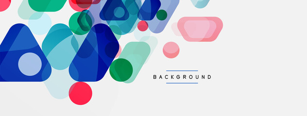 Color bubbles and rounded geometric shapes on white. Vector geometric minimal abstract background for wallpaper, banner, background, landing page