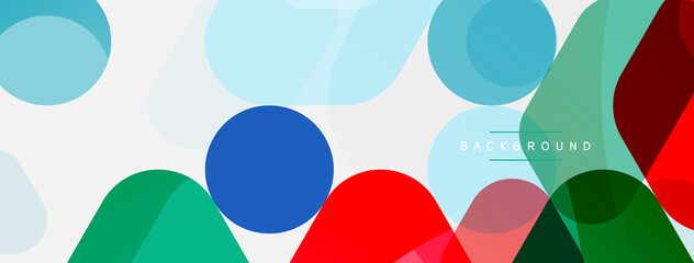 Color bubbles and rounded geometric shapes on white. Vector geometric minimal abstract background for wallpaper, banner, background, landing page