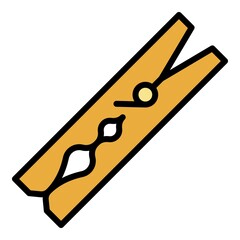 Clip clothes pin icon. Outline clip clothes pin vector icon color flat isolated