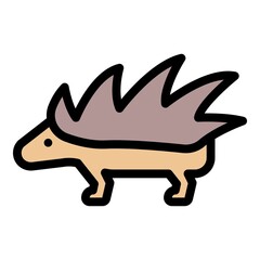 Porcupine icon. Outline porcupine vector icon color flat isolated