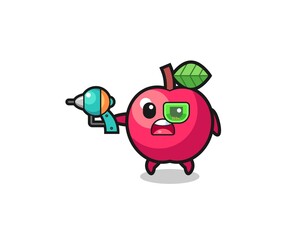 cute apple holding a future gun