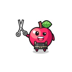 apple character as barbershop mascot