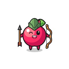 apple cartoon as medieval archer mascot