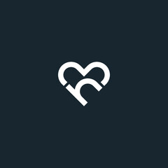 letter H logo with heart design vector illustrator 