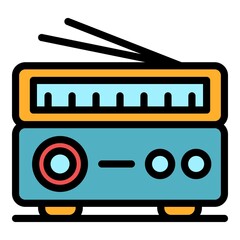 Fake radio news icon. Outline fake radio news vector icon color flat isolated