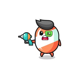 cute candy holding a future gun