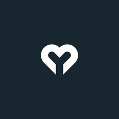 letter YM logo with heart design vector illustrator 