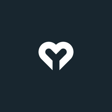 letter YM logo with heart design vector illustrator 