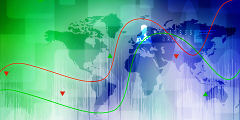 2d rendering Stock market online business concept. business Graph 