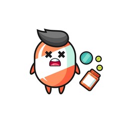 illustration of overdose candy character
