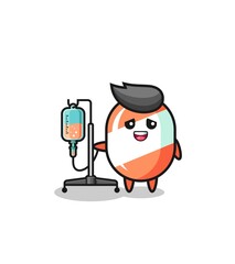 cute candy character standing with infusion pole